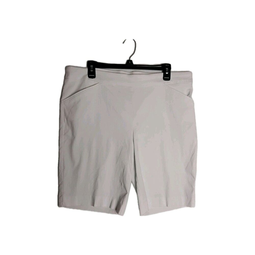 Liz Claiborne White Woman's XL Classic Shorts Stretch Pull On Career With Pocket